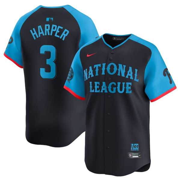 Mens National League #3 Bryce Harper Navy 2024 All-Star Limited Stitched Baseball Jersey